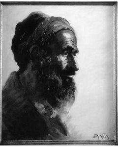 Yemenite Jew.  Bust portrait facing left