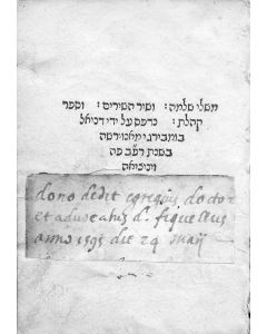 Hebrew. PROVERBS, SONG OF SONGS & KOHELETH). * WITH: Letter from Daniel Bomberg to the Christian Hebraist, Johannes Reuchlin, dated 11th February 1522