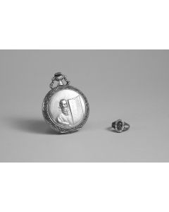 POCKET WATCH WITH HEBREW NUMERALS IN SILVER CASE.
Origin uncertain, probably early 20th century.