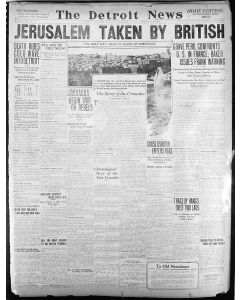 The Detroit News. “Jerusalem Taken by the British”