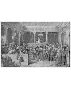 Interior of Synagogue in Rome. * Forced Missionizing Sermon. Together two lithographs by Hieronymus Hess.
