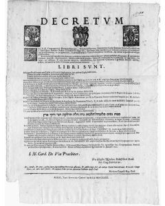Decretum sacrae congregationis…Indice Librorum prohibitorum [Decree of the Holy Office…Index of Prohibited Books]