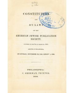 Constitution and By-Laws of the American Jewish Publication Society
