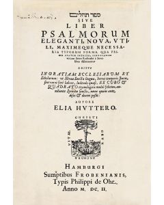 Hebrew). Hutter, Elias. Sepher Tehillim...Liber Psalmorum