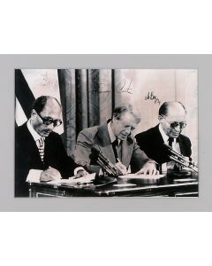 Photograph of the Camp David Accords ceremony.
Signed by Presidents Jimmy Carter, Anwar Sadat and Prime Minister Menahem Begin.