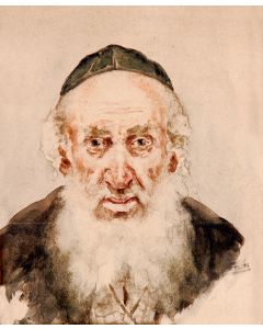 Elderly Polish Jew. * And: Polish-Jewish Young Man. Polish Exhibition label on verso of one