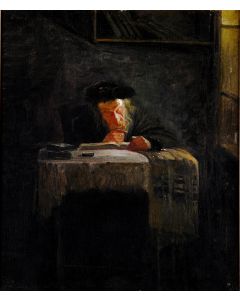 Rabbi at Table, Studying. Anonymous