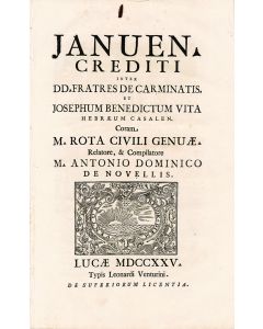 Januen crediti inter dd. fratres de Carminatis et Josephum Benedictum Vita Hebraeum Casalensem