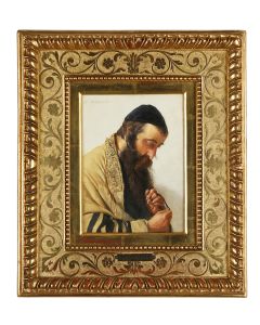 Rabbi at Morning Prayer. Oil on canvas laid onto board