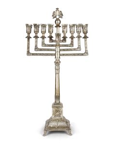 LARGE AND STATELY SILVER CHANUKAH LAMP

