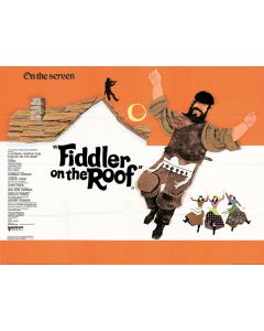 Fiddler on the Roof. Vivid multicolor poster for film version of a play adapted from Sholom Aleichem's Yiddish story "Tevye der Milchiger."
