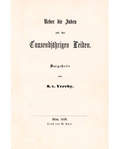 S. von Vereby. Ueber die Juden und ihre Tausendjährigen Leiden [“Jews and Their Thousand-Year Suffering]