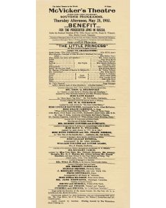 McVicker's Theatre Souvenir Programme. Thursday Afternoon, May 28, 1903. Benefit for the Persecuted Jews in Russia