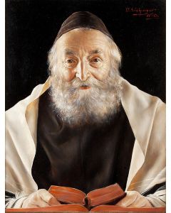 Portrait of a Rabbi. Signed in red, top left.