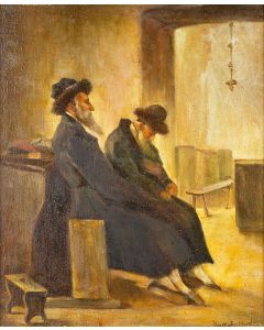 Two Chassidim Meditating. Signed by the Artist.