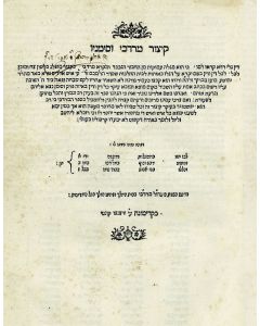 Kitzur Mordechai V’Simanav [abridgment of Sepher Mordechai]. Prepared by Joshua Boaz Baruch.