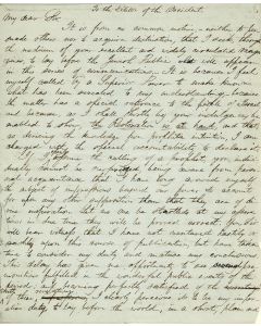 Autograph Letter (unsigned), addressed to the Editor of The Occident, Rev. Isaac Leeser.