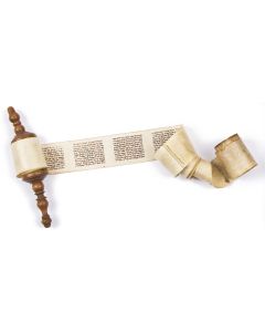 Complete Hebrew Scroll written on vellum in an Aschkenazi hand. Length: 72 inches, height: 1.