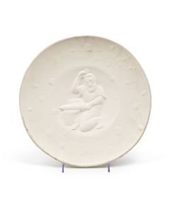 Featuring the prophet Isaiah’s prophecy of ‘Swords Beaten into Plowshares.’ Signed by Rubin on reverse and numbered “89/150.” Diameter: 14.5 inches.