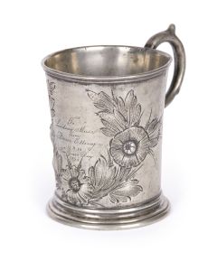 U.S. Navy Presentation Cup. Engraved: “To Lindsay Musel from Purser Etting New Year’s Day 1855.” Height: 4 inches.