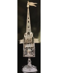 A GERMAN SILVER SPICE CONTAINER.