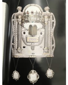 A LARGE GERMAN PARCEL-GILT SILVER TORAH SHIELD.