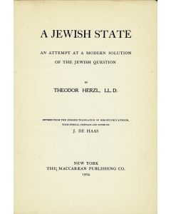 Herzl, Theodor. The Jewish State.