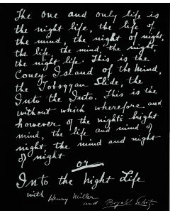 Henry Miller. Into the Night Life. Stencils created and applied throughout by Bezalel Schatz.