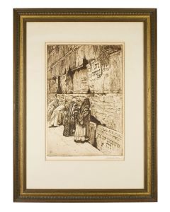 Women at the Western Wall. Etching. Signed by artist in pencil lower right.