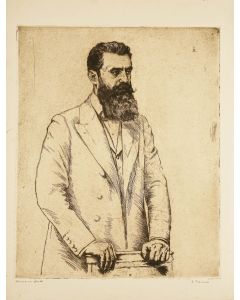 Theodor Herzl. Three-quarter length standing portrait.