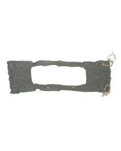 Four-cornered blue garment with tzitzith (detached) and visible hand-stiching. Each corner pocketed to encase fringes. 29 x 10 inches. Worn.