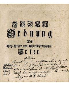 Juden-Ordnung deß Ertz-Stiffts und Churfürstenthumbs Trier.