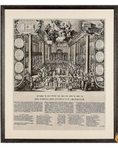 Beith Hakneseth shel Talmud Torah Ha’nivneh Be’ir Ha’mehulelah hazoth shel Amsterdam- Den Tempel der Jooden tot Amsterdam. Facsimile after an etching by Romeyn de Hooghe (1675).