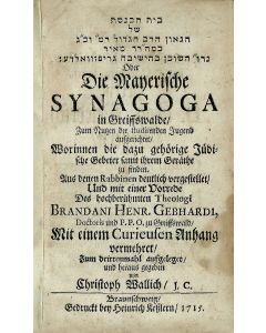 Wallich, Christoph. Beith HaKnesseth - Die Mayerische Synagoga in Greiffswalde.