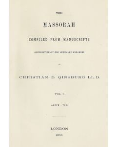 Christian David Ginsburg. The Massorah. Compiled from manuscripts. Alphabetically and lexically arranged.