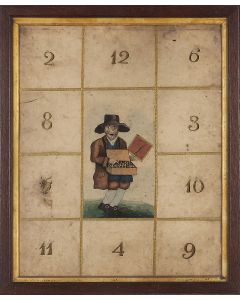 [The New Game of the Jew]. Board-game with central image depicting the Jew as peddler - a well known 18th and early 19th century English artistic convention.