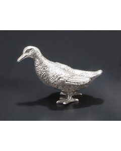 Of duck-form, realistically wrought and chased, with detachable head. Marked. 2.25 x 3.25 inches.