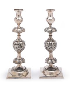 Of classic, baluster shape with foliate motif, set on square base. Marked. Height: 12 inches.