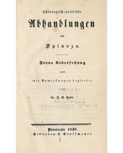 J. A. Kalb. Theologisch-politische Abhandlungen von Spinoza. Freye Uebersetzung und mit Anmerkungen begleitet.