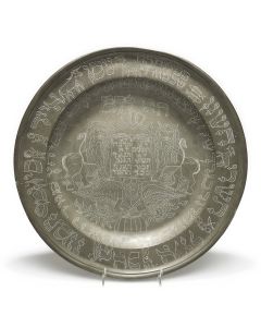 LARGE CONTINENTAL PEWTER PASSOVER PLATE.
