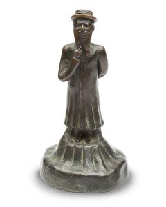 Figural sculpture, charming depiction of a bearded Jewish sage deep in thought, hand behind back. 10.5 x 6 x 5 inches.
