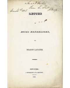 Letter of Moses Mendelsohn, to Deacon Lavater.