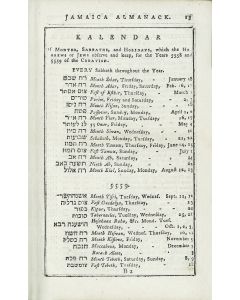 The New Jamaica Almanack and Register, Calculated to the Meridian of the Island for the Year of our Lord 1798.