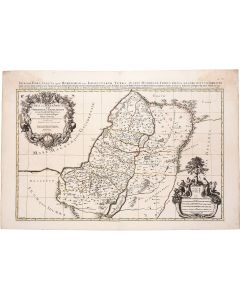 “Judaea seu Terra Sancta quae Hebraeorum sive Israelitarum in suas duodecim Tribus divisa.” Hand-colored copperplate map.