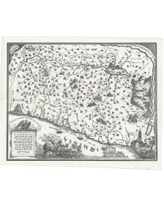 Hebrew Map of the Land of Israel. Based upon the commentary of the Vilna Gaon. Lithograph by Peretz Feinroth, Warsaw.