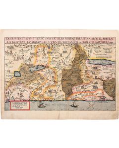 “Descriptio et situs Terrae Sanctae alio nomine Palestina…” Hand-colored copperplate map.
