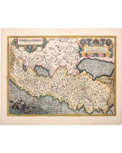 “Terra Sancta - A Petro Laicstain perlustrata, et ab eius ore et schedis a Christiano Schrot in tabulam redacta.” Double-page hand-colored copperplate map.