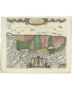 “Terra Sancta, sive Promissionis, olim Palestina.” Double-page hand-colored copperplate map.