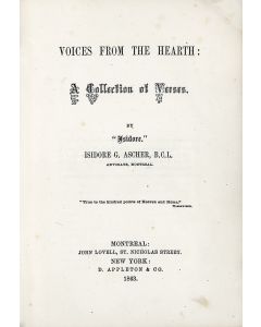 Isidore G. Ascher. Voices from the Hearth. A Collection of Verses.