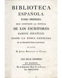 Joseph Rodriguez de Castro. Biblioteca Espanola.